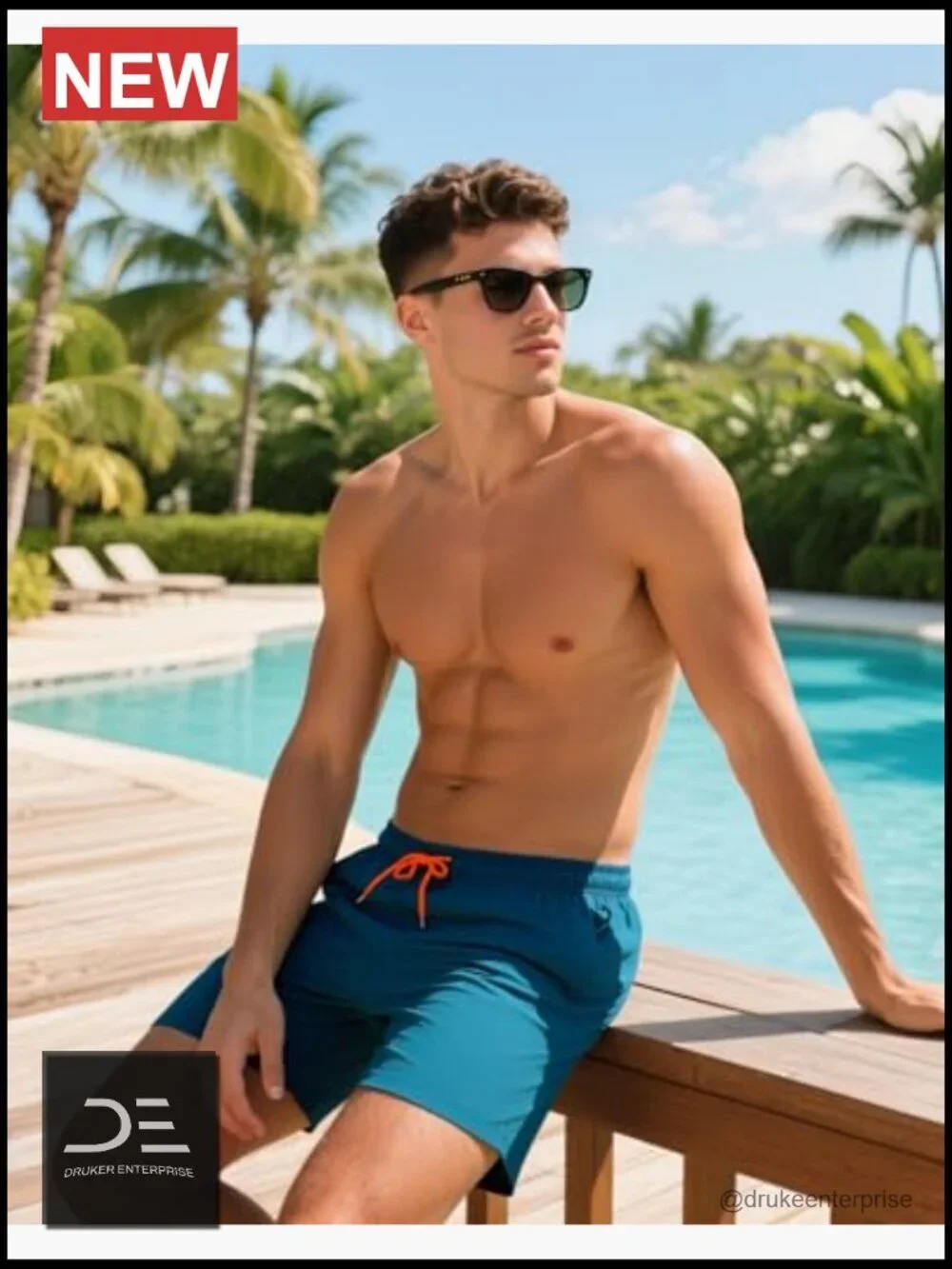 Mens Swim Trunks with Compression Liner Quick Dry Zipper Pockets